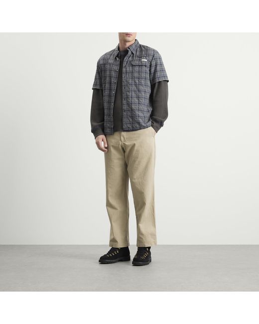 Thisisneverthat Gray Plaid Short Sleeve Fishing Shirt for men