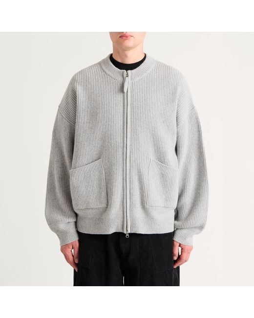 FRIZMWORKS Gray Wool Deck Zip Cardigan for men