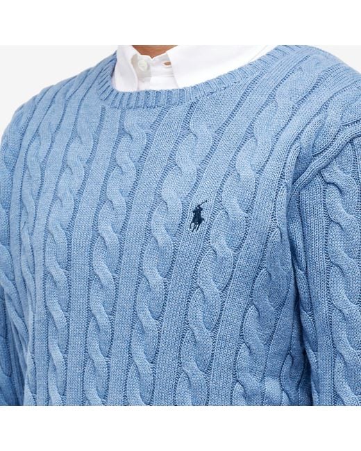 Polo Ralph Lauren Blue Cotton Cable Crew Knit for men