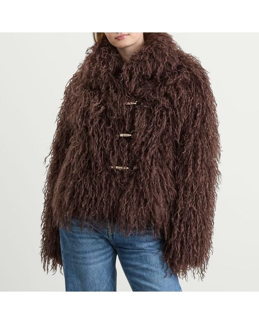 Peachy Den Brown Patti Faux Fur Coat