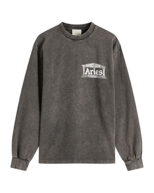 Aries Gray Aged Ancient Temple Long Sleeve T-Shirt for men
