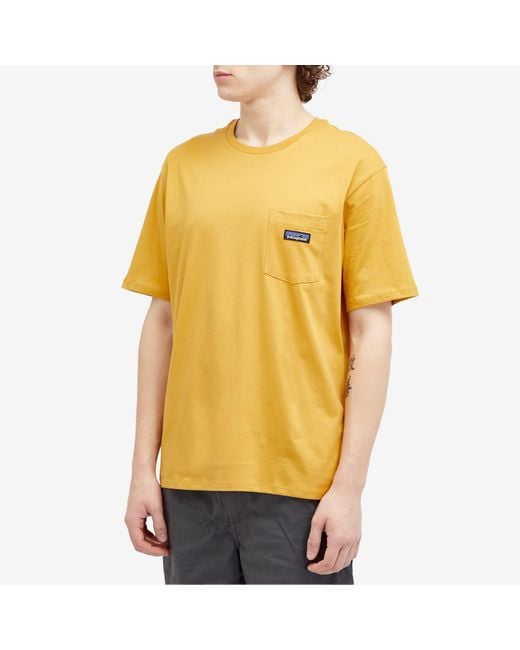 Patagonia Yellow Daily Pocket T-Shirt Pufferfish for men