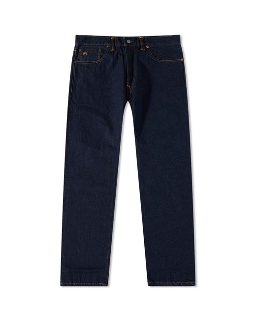 RRL Blue Low Straight Jeans for men