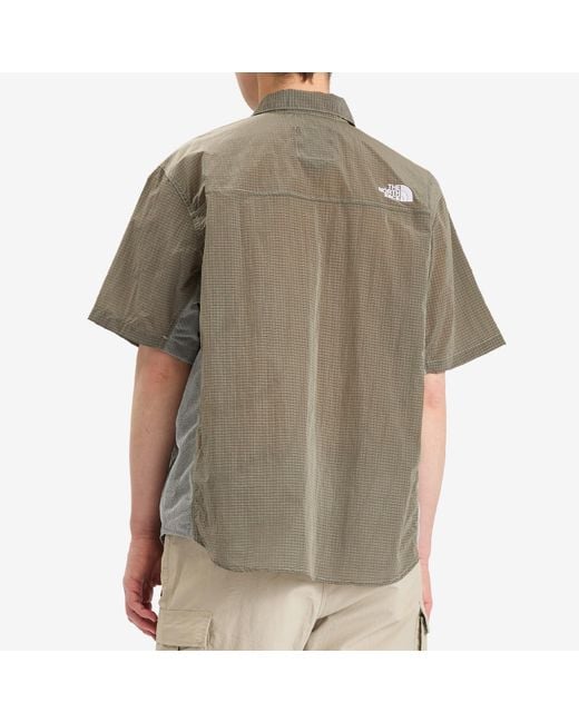 The North Face Green Fabric Mix Short Sleeve Shirt for men