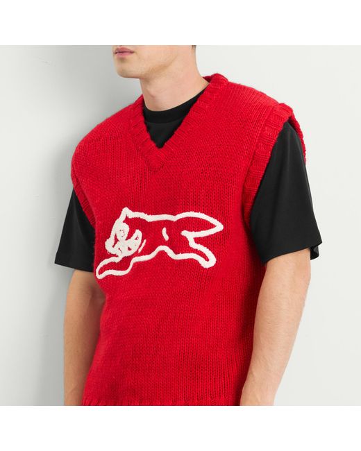 ICECREAM Red Running Dog Knit Vest for men