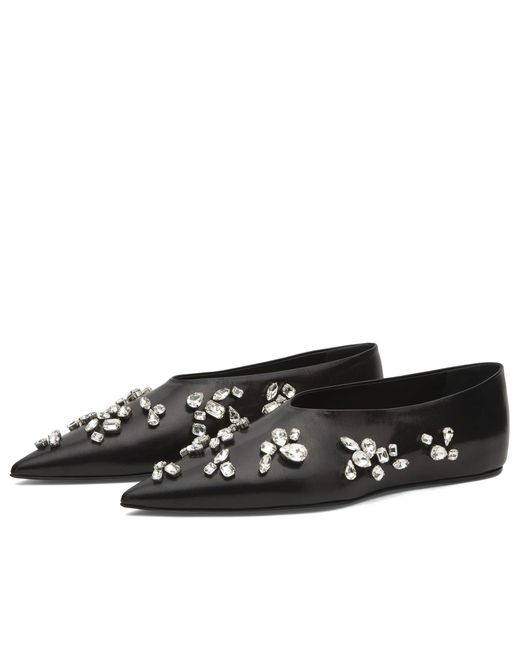 Jil Sander Black Embellished Ballerina