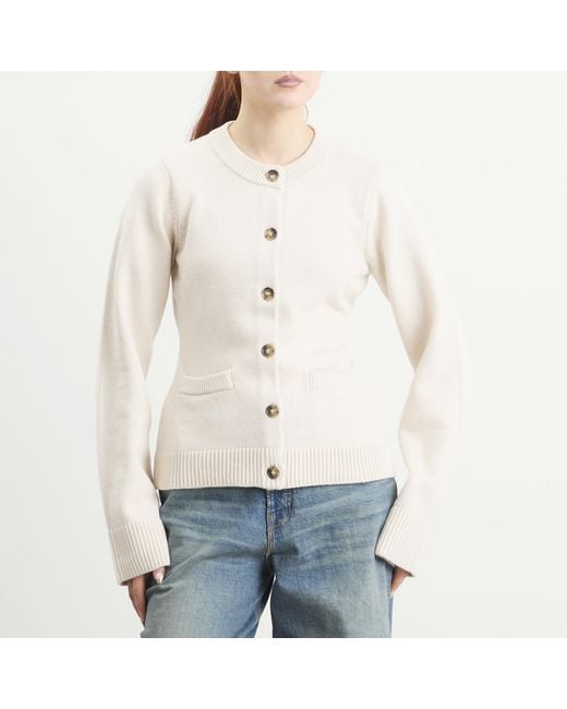 GOOD AMERICAN White Button Front Knit Cardigan