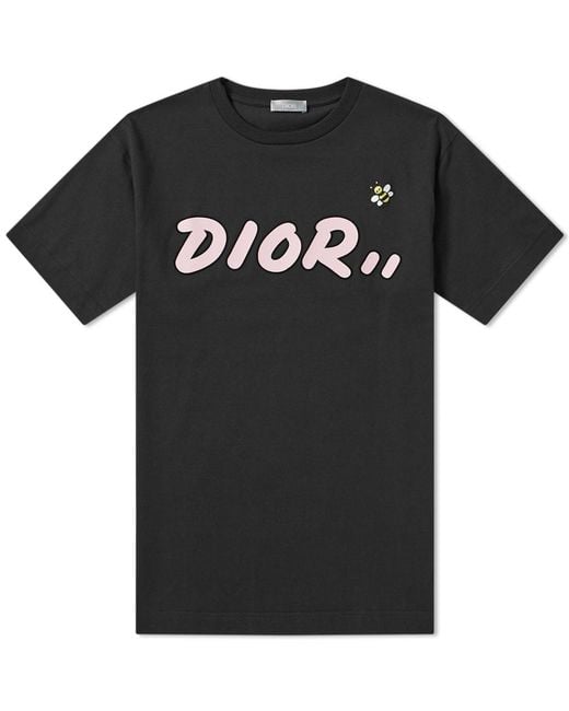 Dior Homme Black X Kaws Dior Print Bee Embroidered Tee for men