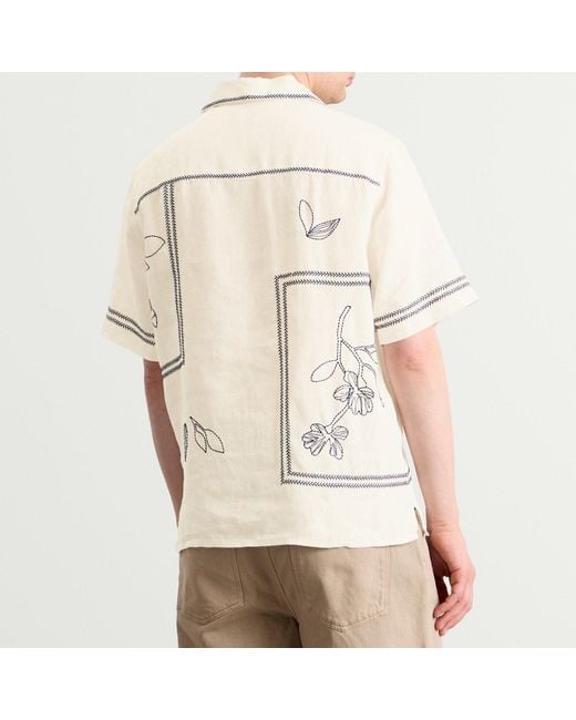 Wax London Natural Didcot Grid Flowers Vacation Shirt for men