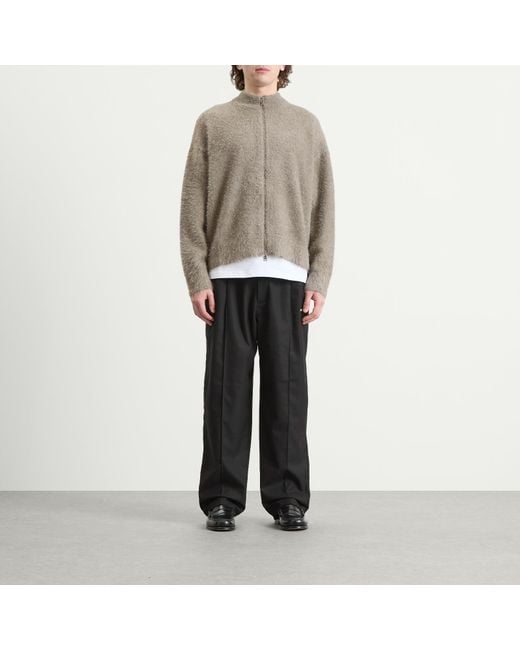 MKI Miyuki-Zoku Gray Faux Alpaca Knit Track Jacket for men