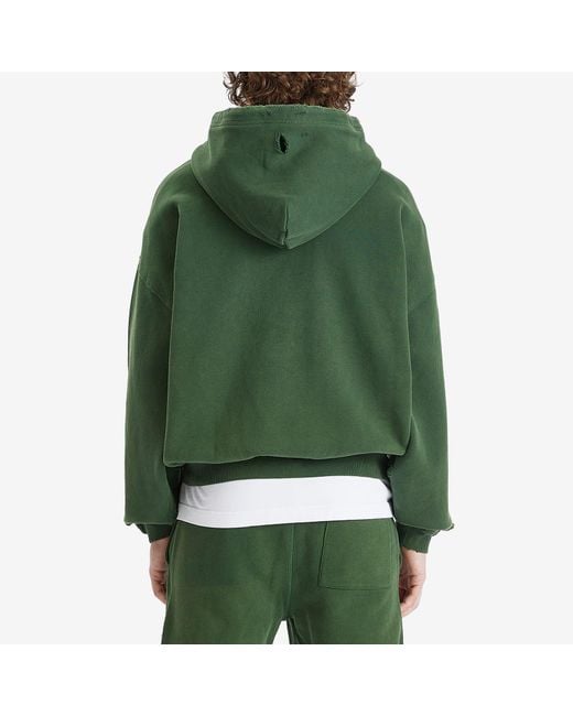 Cole Buxton Green Distressed Removed Pocket Zip Hoodie for men