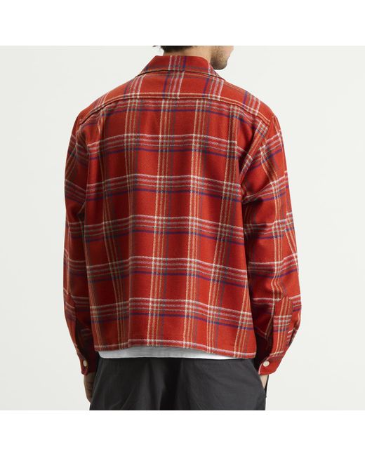 Bode Red Gable Plaid Overshirt for men