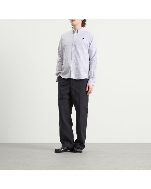 AMI Blue Contrasted Adc Classic Shirt for men