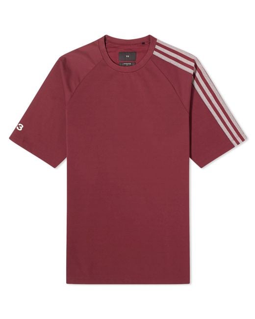 Y-3 Red 3 Stripe Long Sleeve T-Shirt for men