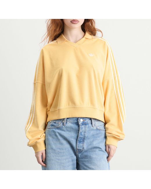 Adidas Yellow Terry Towel V Neck Polo Top