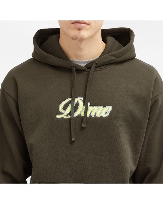 Dime Green Pixel Cursive Hoodie for men