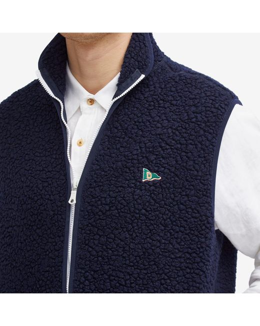 Drake's Blue Boucle Wool Fleece Vest for men