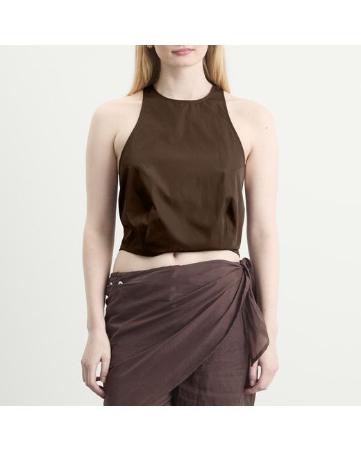 St. Agni Brown Paper Taffeta Cocoon Top