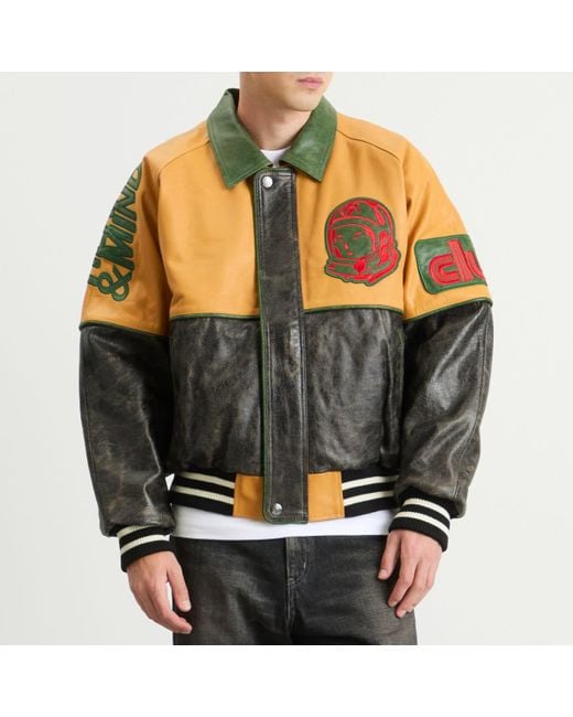 BBCICECREAM Gray Club Cracked Leather Varsity Jacket for men