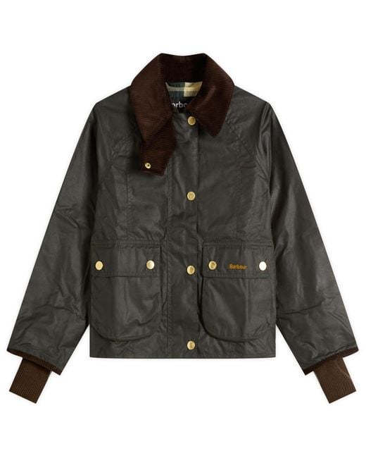 Barbour Black Cropped Beadnell Wax Jacket