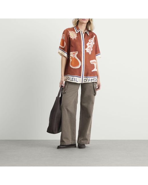 ALÉMAIS Red Soleil D'Amour Silk Shirt