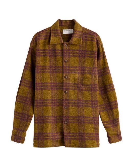 Universal Works Brown Dam Check Fatigue Shirt for men