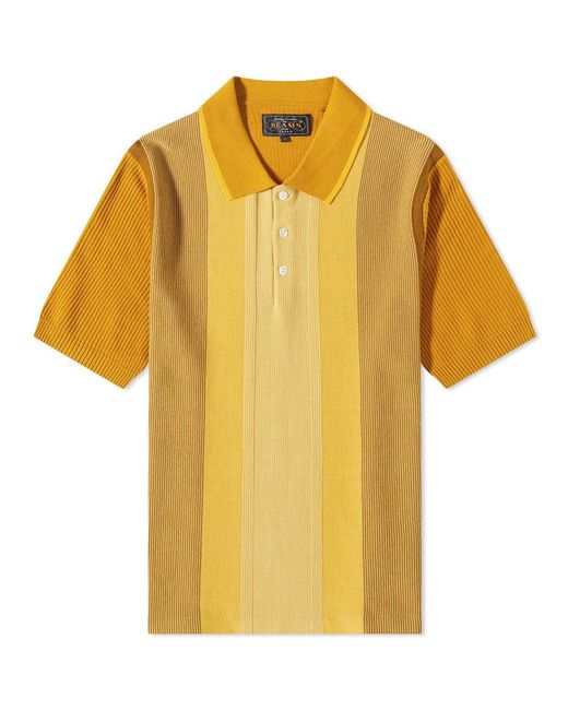 Beams Plus Cotton Stripe Knit Polo Shirt in Mustard (Yellow) for Men ...