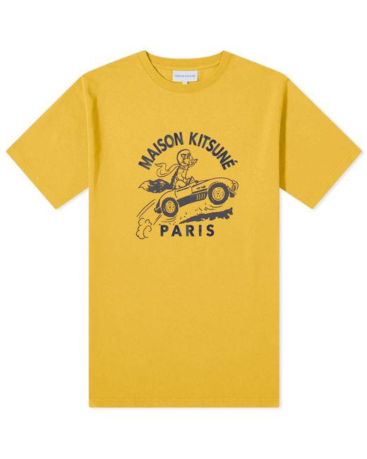 Maison Kitsuné Yellow Racing Fox Comfort T-Shirt for men