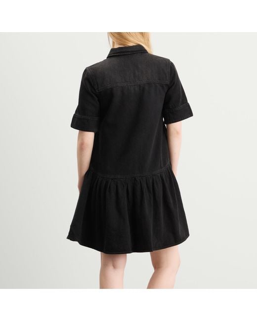 Ganni Black Soft Rigid Denim Mini Dress