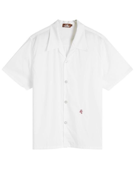 Late Checkout White Short Sleeve Shirt for men