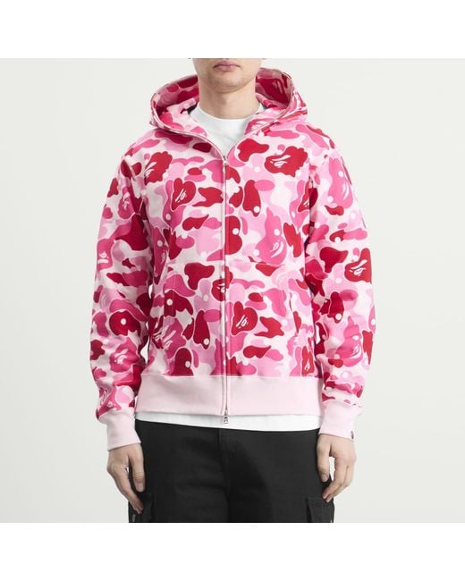 A Bathing Ape Pink Abc Dot Shark Zip Hoodie for men