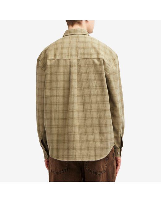 POLAR SKATE Green Mitchell Check Flannel Shirt for men