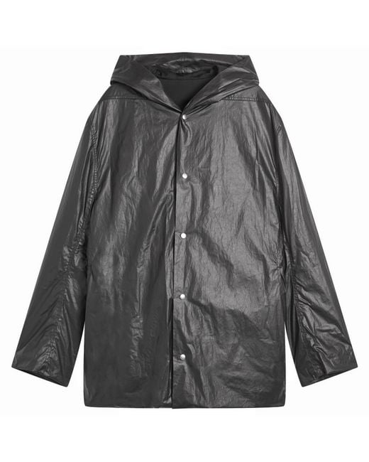 Rick Owens Gray Coated Poplin Cropped Mac for men