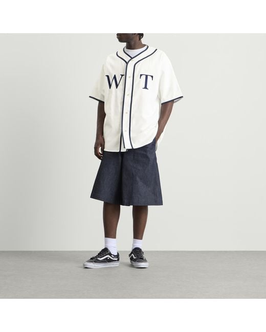 (w)taps White League Short Sleeve Shirt for men