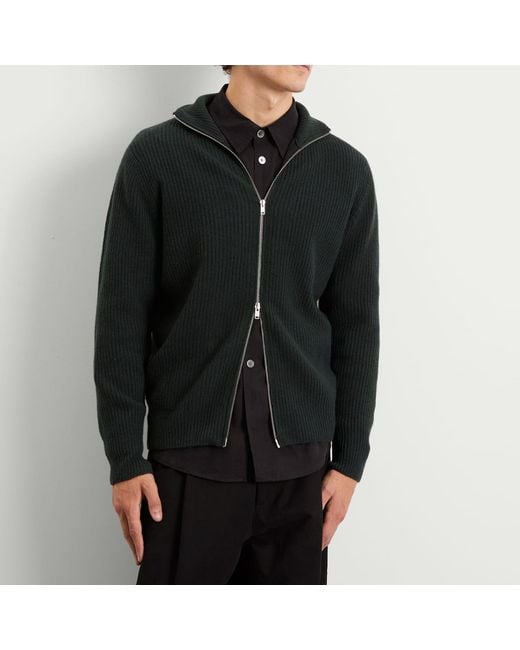 John Smedley Mallam Cashmere Rib Zip Through in Black for Men | Lyst