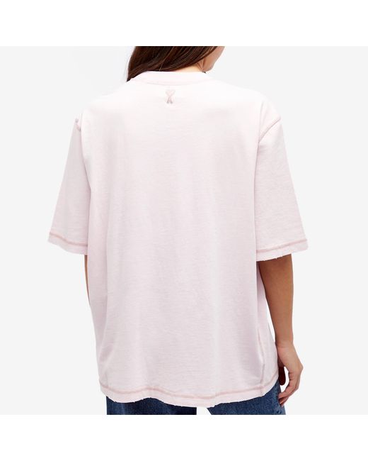 AMI Pink Ami Fade Out Logo T-Shirt