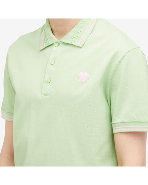 Versace Green Medusa Embroidery Polo Shirt for men