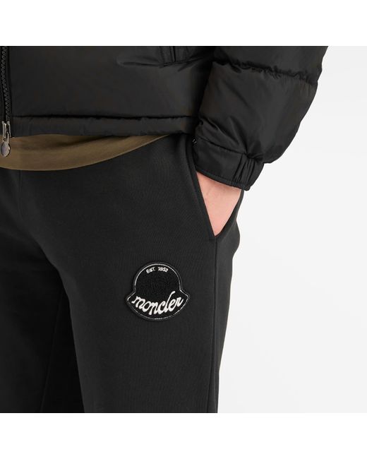 Moncler Black Cotton Track Pants With Logo for men