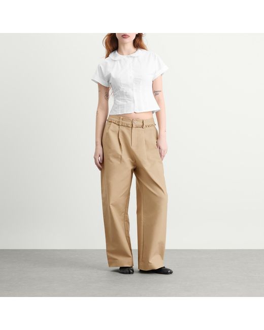 My Mum Made It Natural Pleat Cotton Trousers