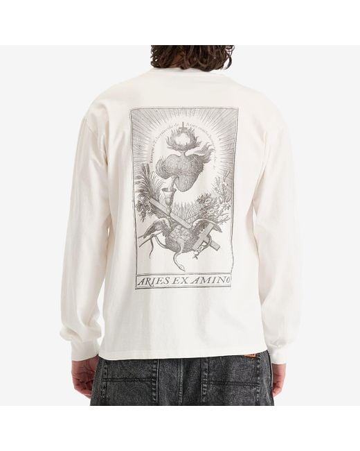 Aries White Faded Ex Amino Long Sleeve T-Shirt for men