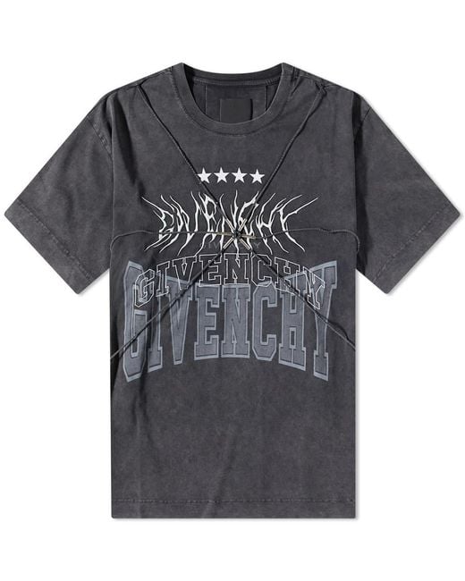 Givenchy Gray Multi Logo Harness T-Shirt for men