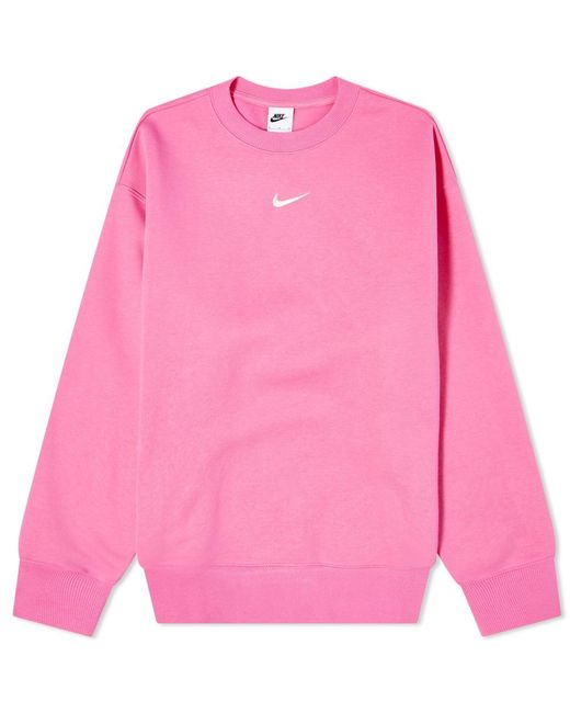 Nike Phoenix Fleece Crew Sweat in Pink | Lyst