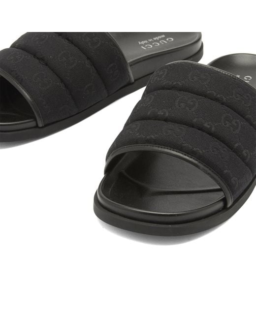 Gucci Black Rhein Gg Canvas Slide for men