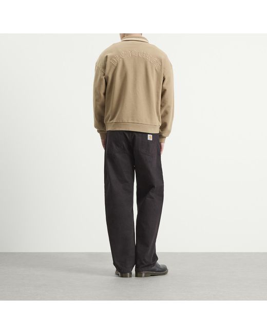 Pleasures Natural Drift Zip Long Sleeve Polo for men