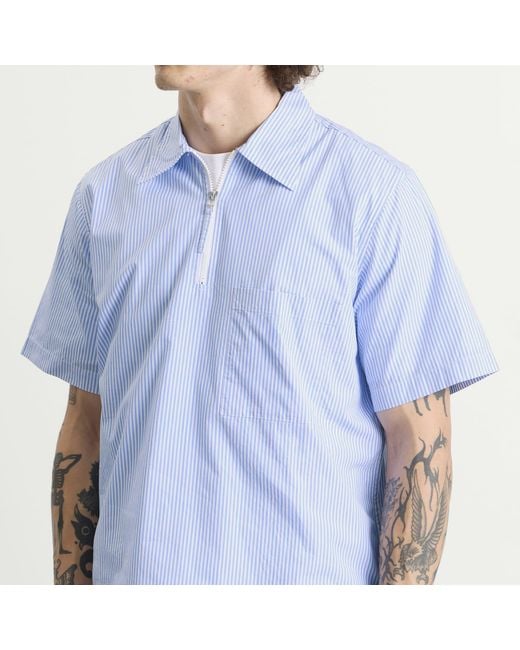 Universal Works Blue Nipon Stripe Ewan Shirt for men