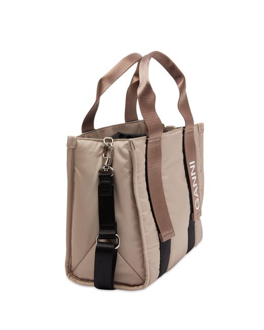 Ganni Brown Recycled Tech Small Tote