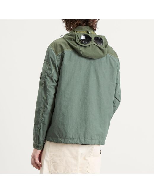 C P Company Green Flatt Nylon Mixed Goggle Overshirt for men
