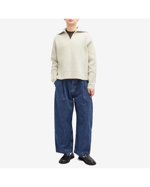 Studio Nicholson White Nash Rib Polo Knit for men