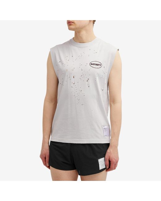 Satisfy White Mothtech Muscle T-Shirt for men