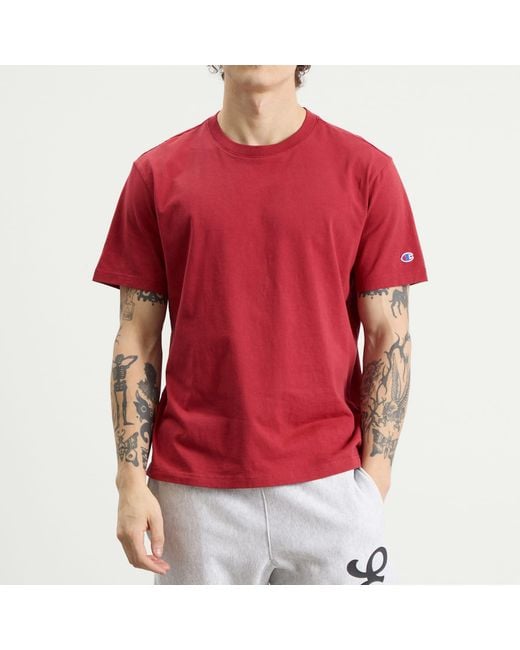 Champion Red Reverse Weave Relaxed T-Shirt for men